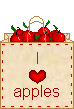 i <3 apples blinkie bag